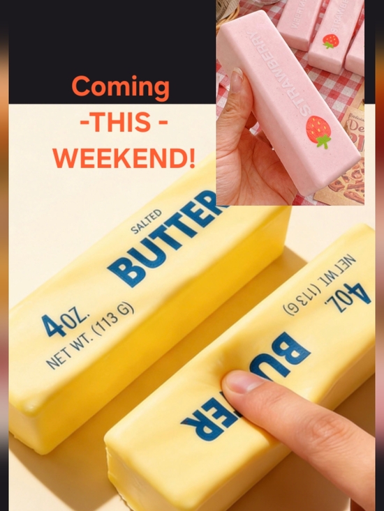 Other - Viral Butter & Strawberry Soft Rise Squish Toys  - Pink and Yellow